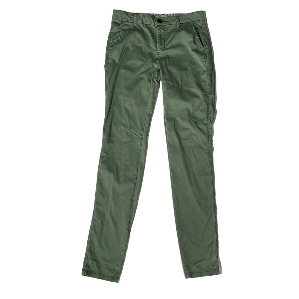 So Sonoma Womens Size 3 Stretch Green Cotton-Spandex Trousers Pants Casual Fit
